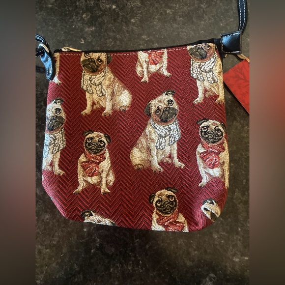 Signare Tapestry Small Crossbody Bag Sling Bag for Women with Pug Dog Design NWT - Picture 3 of 12